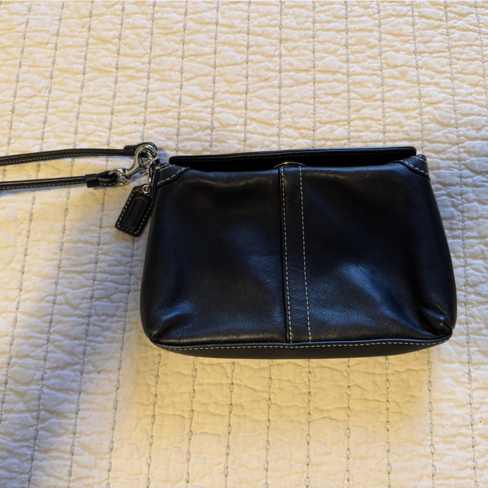 Coach Black Leather Wristlet